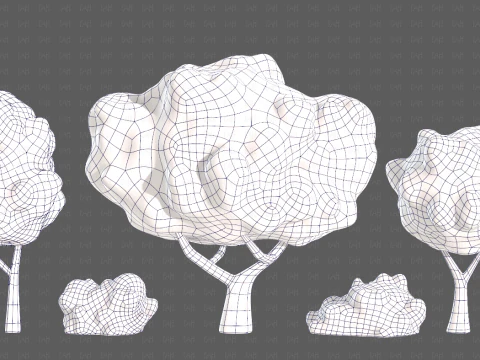 Trees Cartoon V61 3D Model