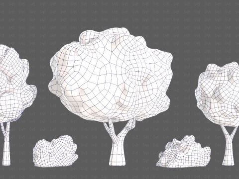 Trees Cartoon V61 3D Model