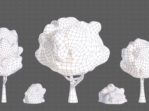 Trees Cartoon V61 3Dモデル