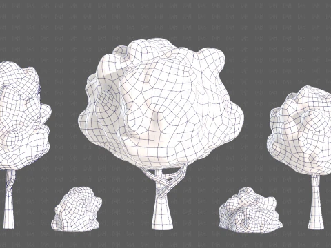 Trees Cartoon V61 3D Model