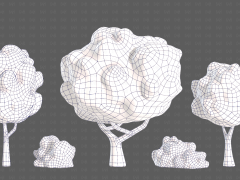 Trees Cartoon V61 3Dモデル