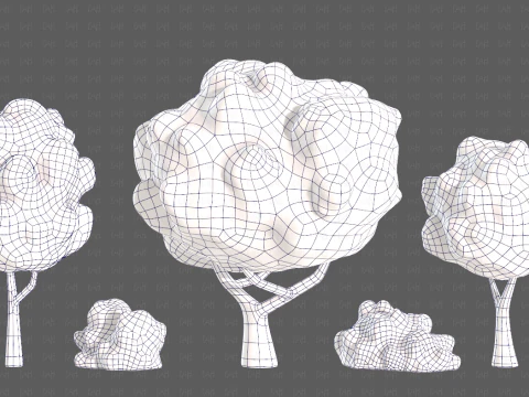 Trees Cartoon V61 3D Model