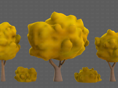 Trees Cartoon V61 3Dモデル