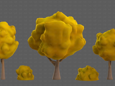 Trees Cartoon V61 3Dモデル