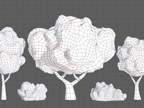 Trees Cartoon V61 3D Model