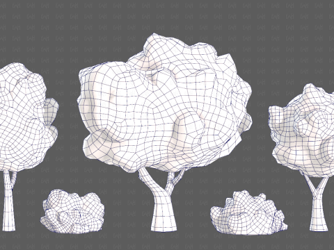 Trees Cartoon V61 3Dモデル