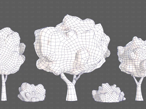 Trees Cartoon V61 3D Model