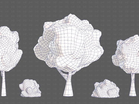 Trees Cartoon V61 3Dモデル