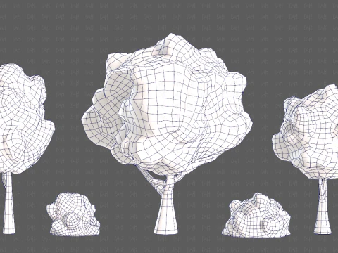 Trees Cartoon V61 3D Model