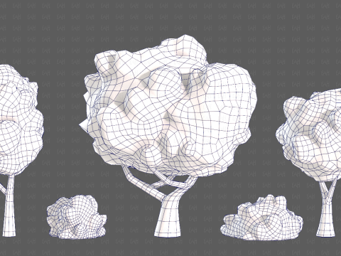Trees Cartoon V61 3Dモデル