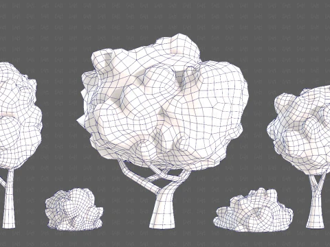 Trees Cartoon V61 3D Model
