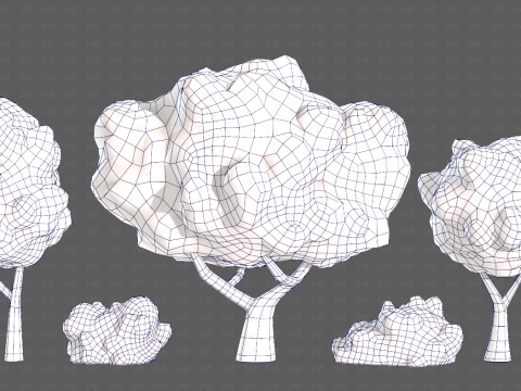 Trees Cartoon V61 3Dモデル