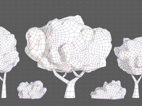 Trees Cartoon V61 3D Model