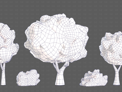 Trees Cartoon V61 3Dモデル