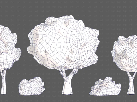 Trees Cartoon V61 3D Model