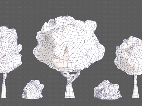 Trees Cartoon V61 3Dモデル