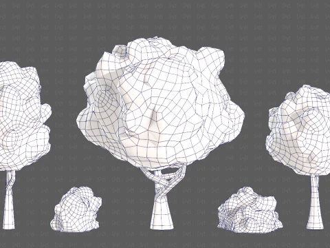 Trees Cartoon V61 3D Model