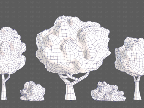 Trees Cartoon V61 3Dモデル