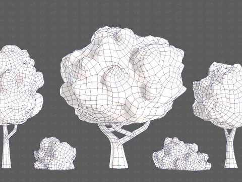 Trees Cartoon V61 3D Model