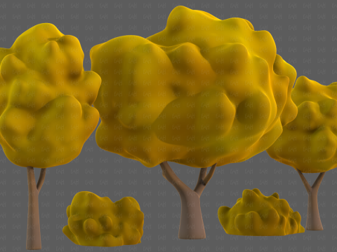 Trees Cartoon V61 3Dモデル