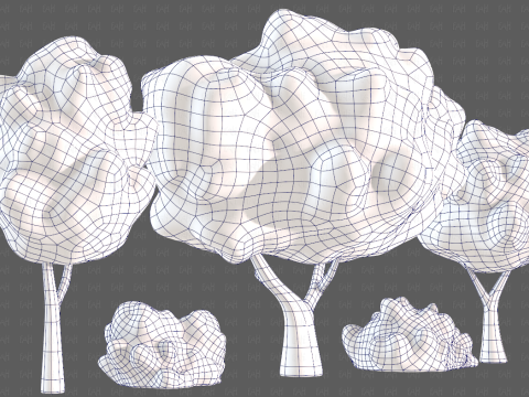 Trees Cartoon V61 3Dモデル