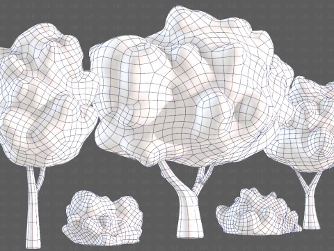 Trees Cartoon V61 3D Model