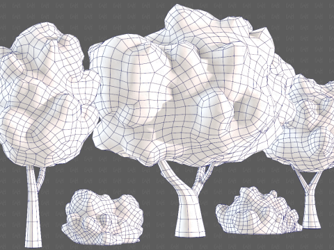 Trees Cartoon V61 3Dモデル