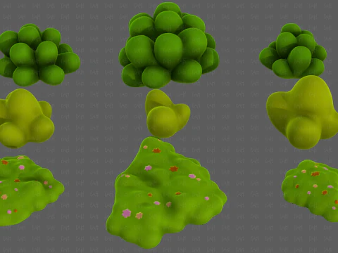 Trees Cartoon V62 3D Model