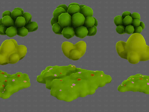 Trees Cartoon V62 3D Model
