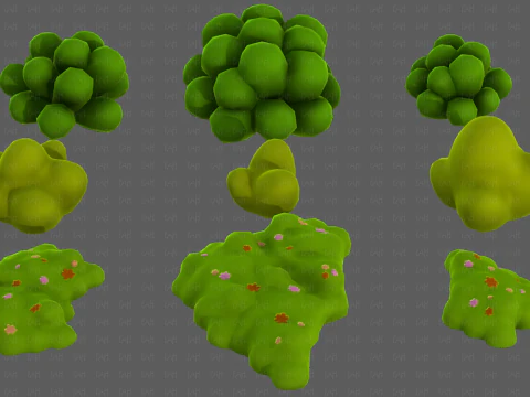 Trees Cartoon V62 3D Model
