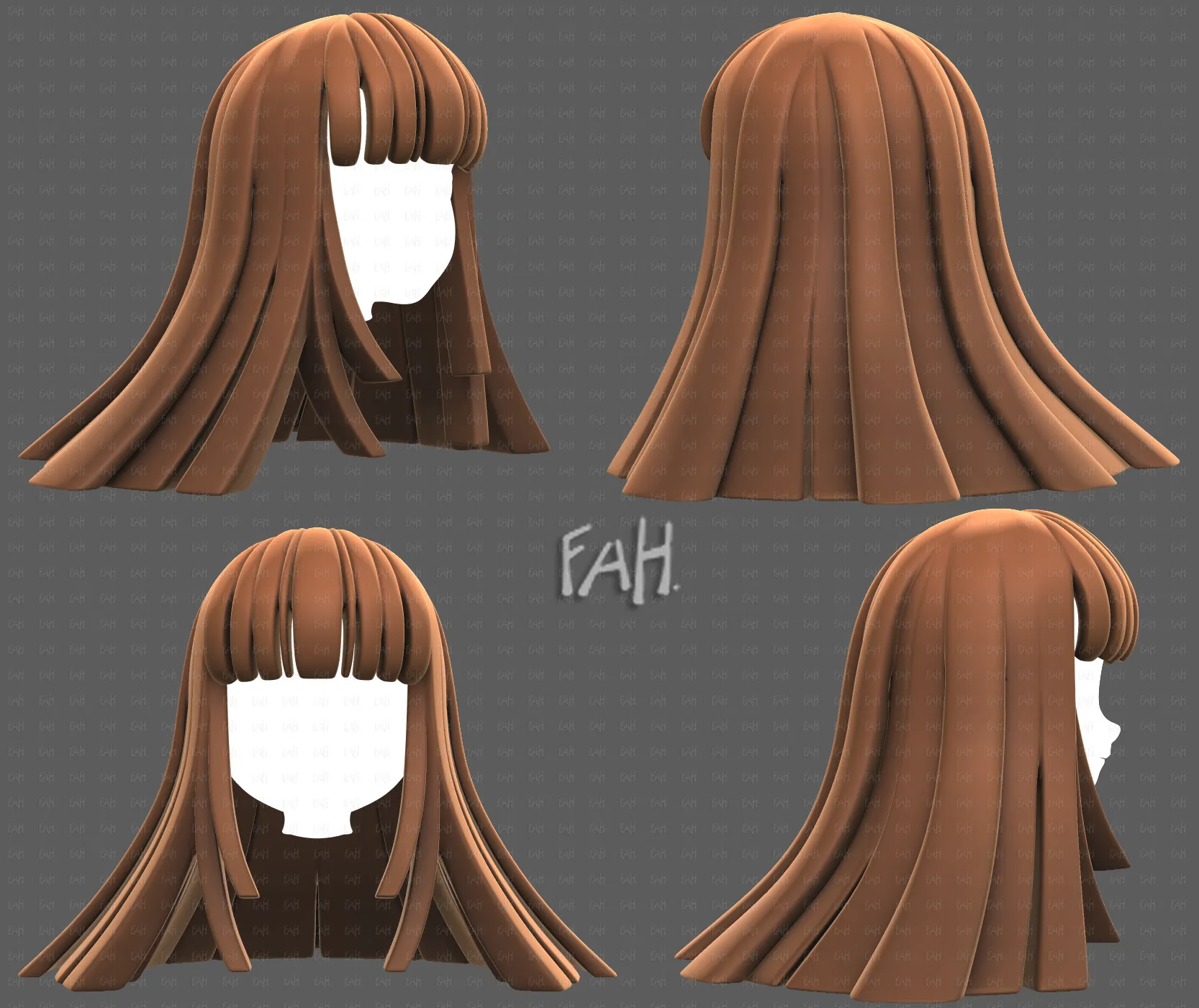 Base Hair for girl V67 3D Model .c4d .max .obj .3ds .fbx .stl .blend 