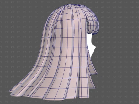 Base Hair for girl V67 3D Model