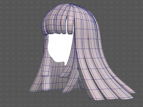 Base Hair for girl V67 3D Model