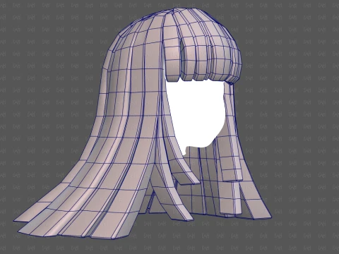 Base Hair for girl V67 3D Model