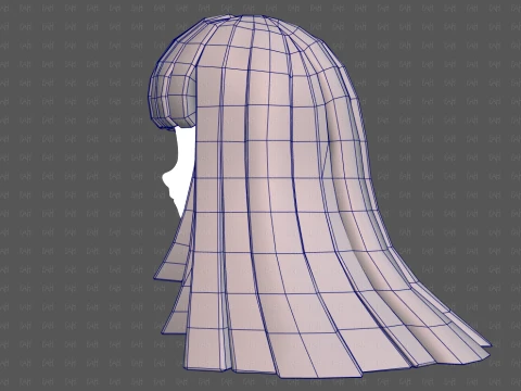 Base Hair for girl V67 3D Model