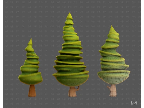 Dessin anim&eacute; d'arbres V64 Modèle 3D