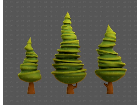 Trees Cartoon V64 3D Model