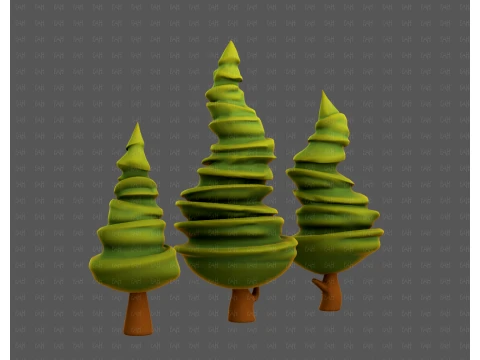 Trees Cartoon V64 3D Model