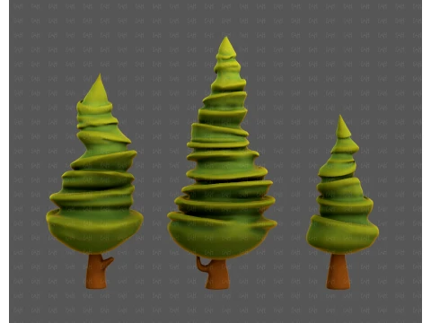 Trees Cartoon V64 3D Model