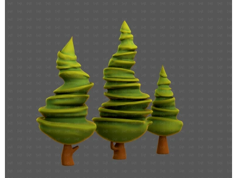 Trees Cartoon V64 3D Model
