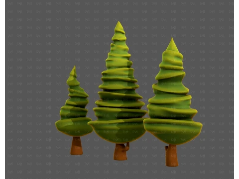Trees Cartoon V64 3D Model