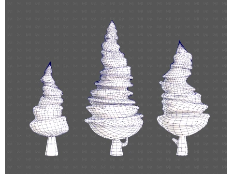 Trees Cartoon V64 3D Model