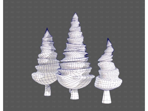 Trees Cartoon V64 3D Model