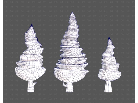 Trees Cartoon V64 3D Model