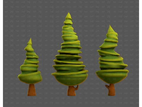 Trees Cartoon V64 3D Model