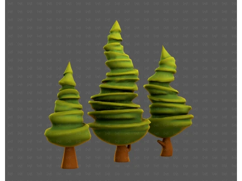 Trees Cartoon V64 3D Model