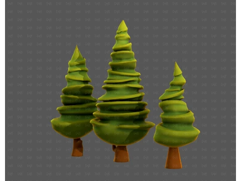 Trees Cartoon V64 3D Model