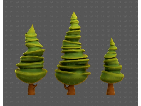 Trees Cartoon V64 3D Model