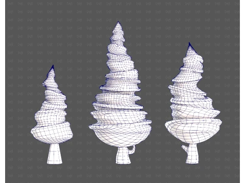 Trees Cartoon V64 3D Model