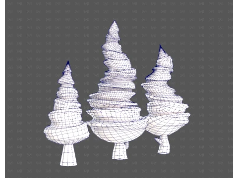 Trees Cartoon V64 3D Model